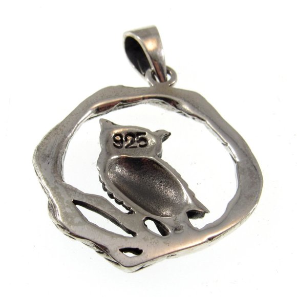 Solid 925 Sterling Silver Owl on Twisted Branches Pendant - Pagan/Wiccan Jewelry - Picture 7 of 7